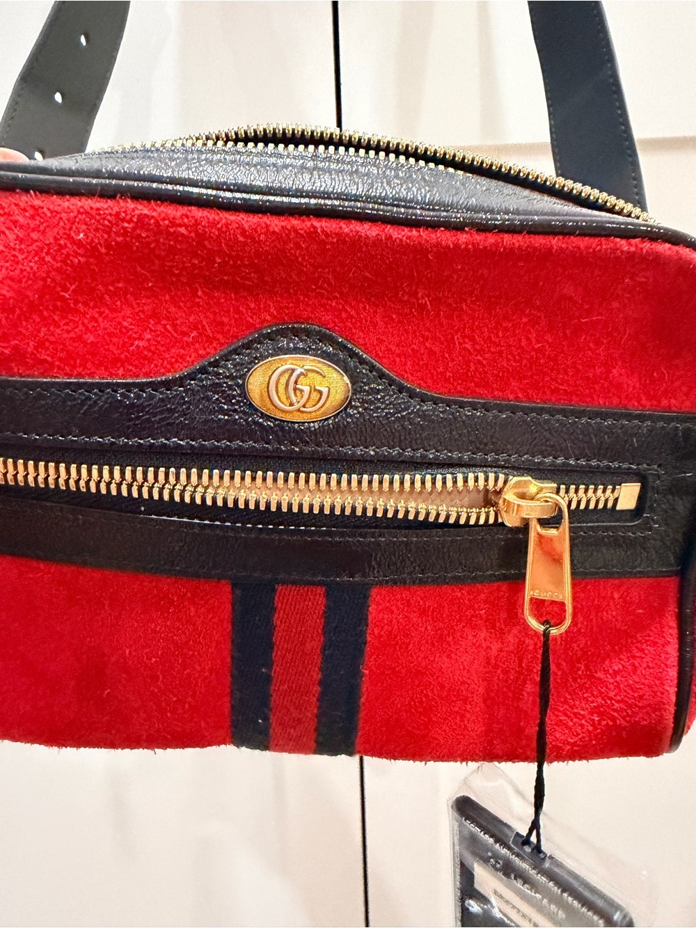 Gucci Ophidia Red Suede Small Belt Bag 85/34 + Gucci Dust Bag - Picture 5 of 14